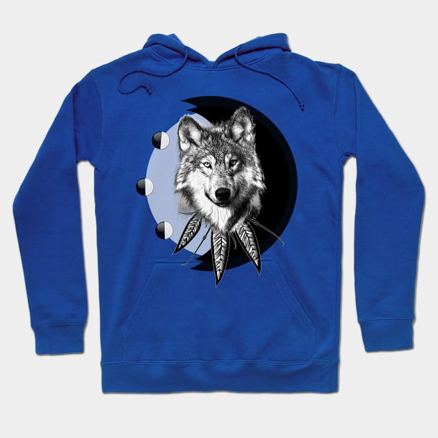 Wolf Moon Design Hoodie by Crazydodo